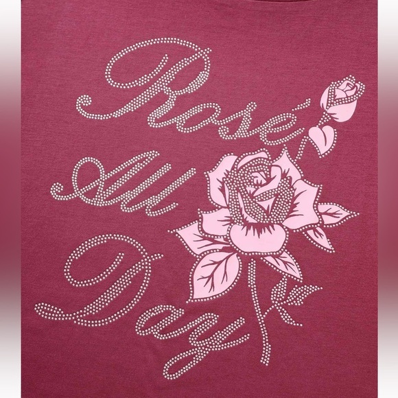 BloomChic Plus Size 2XL Natural Flowers Rhinestone Round Neck T-shirt us18-20 - Picture 4 of 7